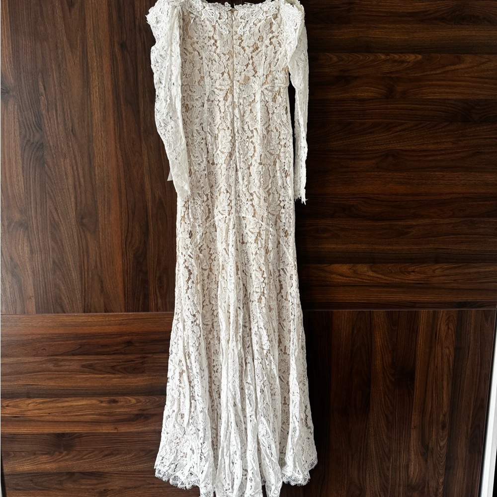Lulu's White Lace Dress with Nude Lining - Picture 4 of 10